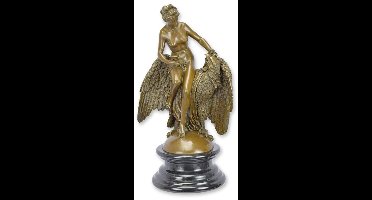 Bronzen beeld - Hebe en de adelaar - sculptuur - 50 cm hoog