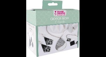 GRAINES CREATIVES - Complete DIY juwelen maakset, chique zwart en zilveren sieraden