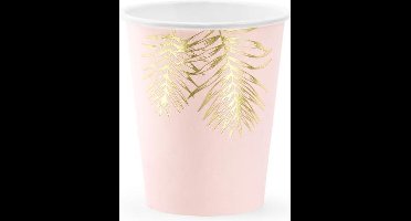 """Cups Leaves, licht roze, 220ml (1 zakje met 6 stuks)"""