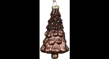 Kaemingk kersthanger kerstboom chocoladebruin pailletten 13,5 cm