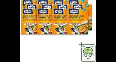 12 x Toppits – 2-in-1 Braad- & Stoomzakken – Maat M – 8 Zakjes - Grootverpakking - Vaatwasstrips - Braadzakken Oven - Braadzakken Magnetron - Gezond Koken - Smaakvol Koken - Vetvrij Bakken