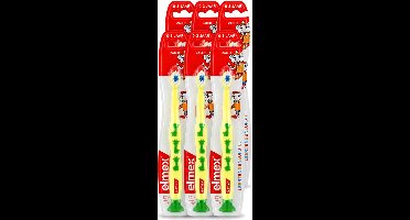 6 x Elmex - Tandenborstel - Leertandenborstel Zacht (0-3 jaar) - Peuterverzorging - 1 tandenborstel - Voordeelverpakking - 6 stuks