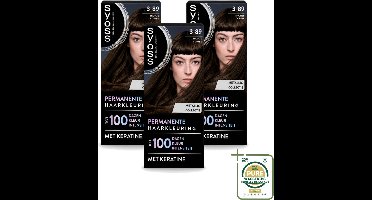3 x SYOSS - Coloration 3-89 Bronze Coffee - Haarverf - Grijsdekking - Vermindert Haarbreuk - Haarkleur - Haarverf - Grijsdekking - Keratine - Haarverf 3-89