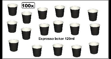 100 stuks Beker espresso karton zwart 120ml - Espresso - Koffie thee chocomel soep drank water beker karton