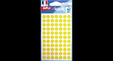 Agipa ronde etiketten in etui diameter 8 mm, geel, 462 stuks, 77 per blad