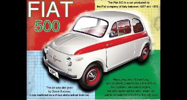 Fiat 500 .  Metalen wandbord 30 x 40 cm.