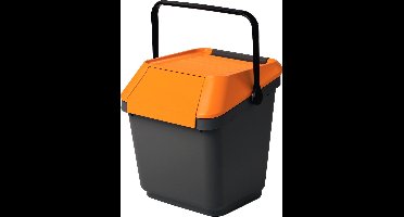 EasyMax afvalemmer 35 liter grijs/oranje - stapelbaar