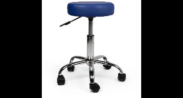 Multifunctionele Tabouret Kruk Blauw – Moderne Zitkruk met Comfortabele Zitting – Perfect voor Elke Kamer – Duurzaam & Licht van Gewicht - Laag (40-57cm) / zonder Voetsteun / Standaard wielen
