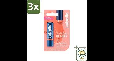 3 x Labello – CLippenbalsem – aring Beauty Nude – 6 ml - Grootverpakking - Lippenbalsem - Caring Beauty Red - Hydratatie - Natuurlijke Ingrediënten - Sheaboter