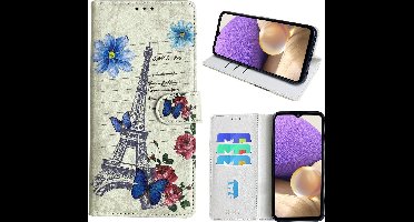 Hoesje geschikt voor Samsung Galaxy A32 5G Bookcase met Eiffel Toren /Parijs
