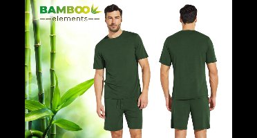 Bamboo Elements – Pyjama Heren – Shortama Heren – Groen XXL - Pyjama Heren Volwassenen – Shortama’s – Pyjama Set