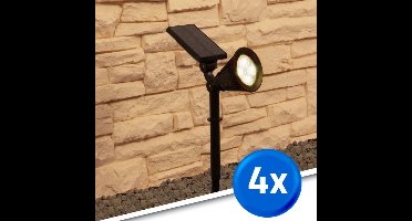 Solar tuinverlichting LED spot 'Highlight' - Voordeelset 4 stuks - Warm wit licht - Spots op zonne-energie - Zwart