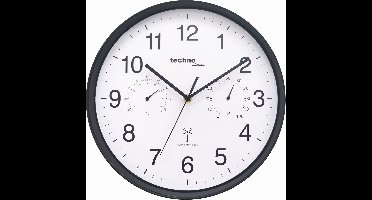 Technoline WT 8945 - Wandklok - Analoog - Rond - Kunststof Raam - Radiogestuurde tijdsaanduiding - Binnentemperatuur - Binnenvochtigheid - Zwart