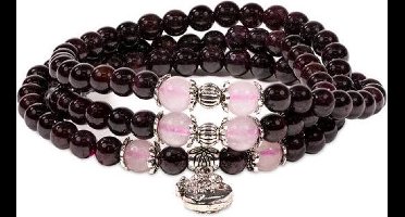 Yogi & Yogini naturals Armband met bedeltje rode granaat elastisch (5 mm)