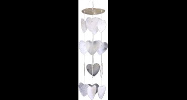 Windmobiel witte hartjes Capiz schelp (35x8 cm) (1 stuks)