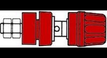 GEISOLEERDE 4mm INBOUWBUS MET KOP EN RING / ROOD (PKI10A) (HM2411A)
