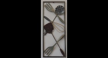 wanddecoratie - metaal schilderij - keukengerei - Keuken - 25x60