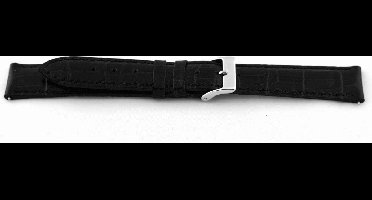 Horlogeband D015 Croco XL Zwart Leer 14x12 mm