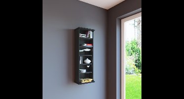 Houten CD DVD wandplank Hangende plank Wandkast Wandvitrinekast Loposa glazen deur