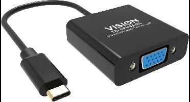 Vision TC-USBCVGA/BL video kabel adapter USB Type-C VGA (D-Sub) Zwart