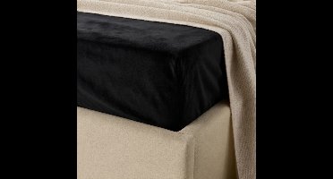 Y-NOT - Hoeslaken - Velvet Obsidian Black - 160x200+30 cm - Zwart