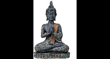Boeddha (namaste) antieke finish Thailand - 15x10x23 - 380 - Polyresin