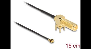 Delock Antenna Cable RP-SMA 90° PCB jack bulkhead to I-PEX Inc., MHF® I plug 1.13 15 cm thread length 15 mm