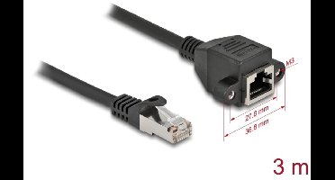 Delock Network Extension Cable S/FTP RJ45 plug to RJ45 jack Cat.6A 3 m black