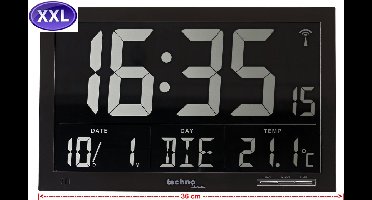 JUMBO KLOK 36 x 23 cm - weergave datum en temperatuur - wekkerfunctie - DCF radiogestuurde tijdsaanduiding - 80WS07