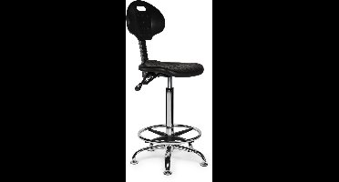 Ergonomische Werkplaatsstoel Zwart Op Wielen Hoog (70-86cm) / zonder Voetsteun / Standaard wielen
