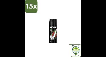 15 x Axe – Deodorant Spray – Africa – 150 ml - Grootverpakking - Axe Deodorant - Deodorant Spray - Zweetgeur Bestrijding - Mannelijke Geur - Frisheid
