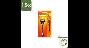 15 x Gillette – Fusion5 – Scheersysteem Houder + 4 Mesjes - Grootverpakking - Scheermes - Scheren - Scheren Mesjes - Scheren Houder - Scheren Comfort