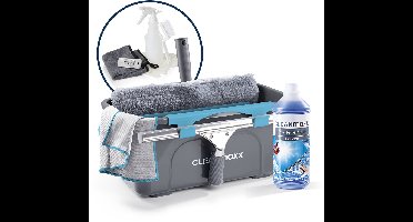 CLEANmaxx professionele ruitenreinigingsset, 13-delig | Professionele ruitenreinigingsset met ruitenwisser – voor huis, auto en meer | inclusief ruitenwisser, ruitenwisser, emmer, concentraat, microvezeldoek enz.