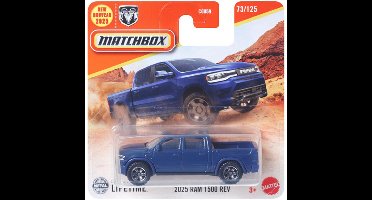MATCHBOX 2025 RAM 1500 REV TRUCK METALIC BLUE 73/125 1:64 USA PICKUP SHORT CARD 2025