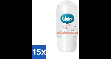 15 x Odorex Deodorant Roller 0% 50 ml - 0% Parfum - 0% Alcohol - Hypoallergenisch - Gevoelige Huid - Deodorant Roller
