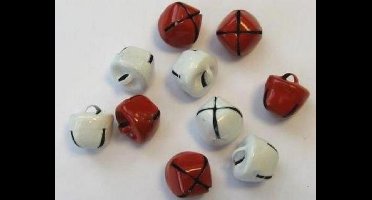 Kerst belletjes rood en wit 12 milimeter 10 Stuks