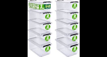 DEUBA Opbergbox Set van 10 - 2l BPA Vrij Stapelbaar - 19,5x15x11,5cm