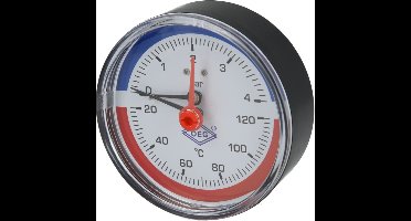 Thermo-Manometer Verwarming 0-4bar, 20-120°C, 80mm, axiaal 1/2
