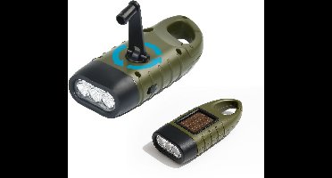 FlinQ Opwindbare Zaklamp - LED Knijpkat met Dynamo Opwindbaar - Oplaadbare Batterij door Handmatig Opwinden - Waterdichte Noodverlichting voor een Noodpakket - Geen Batterijen Nodig