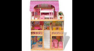 Furniture Limited - Poppenhuis 3 verdiepingen 60x30x90 cm hout