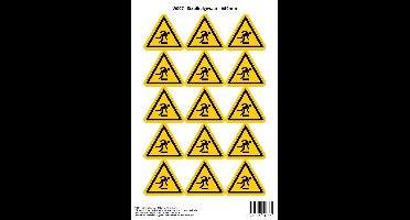 Pictogram sticker W007 - Struikelgevaar - Δ50mm - 15 stickers op 1 vel