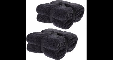 Fleece dekens/plaids - 2x - antraciet grijs - 180 x 230 cm