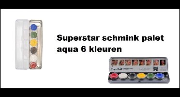 Superstar schmink palet aqua 6 kleuren (6x5gr) - schmink pallet verjaardag festival thema feest