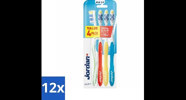 12 x Jordan Tandenborstel Total Clean Medium 4-pack 4 stuks per verpakking - Tandenborstel - Mondhygiëne - Tandenborstels - Tandenborstel Set - Tandenborstel Medium