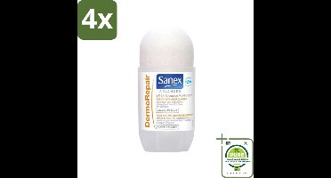 Sanex Advanced - Dermo Repair - Deodorant Roller - 24h Anti-Transpirant - 0% Alcohol - 50 ml - Voordeelverpakking - 4 stuks - 24 uur deodorant - Anti-transpirant