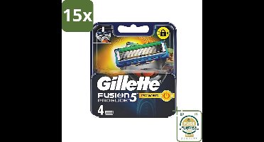 15 x Gillette - Fusion 5 ProGlide Power - Precisie en comfort - 4 Navulscheermesjes - Grootverpakking - Scheermesjes - Navulscheermesjes - Microcomb - Scherpe Mesjes - Comfortabel Scheren