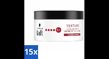 15 x Taft - Texture Styling Paste - Hold 5+ - Gedefinieerde textuur - 100 ml - Haar Textuur - Haar Styling Paste - Gedefinieerde Textuur - Flexibele Hold - Semi-matte Finish