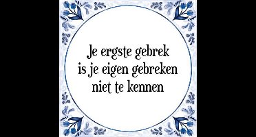 Tegeltje met Spreuk (Tegeltjeswijsheid): Je ergste gebrek is je eigen gebreken niet te kennen + Kado verpakking & Plakhanger