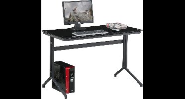 Piranha CAPELIN Bureau – Zwart Glas – Compact & Smal PC Bureautafel
