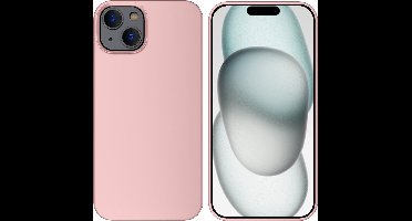 Hoesje Geschikt voor iPhone 15 Plus – Liquid siliconen Backcover – Pink Sand